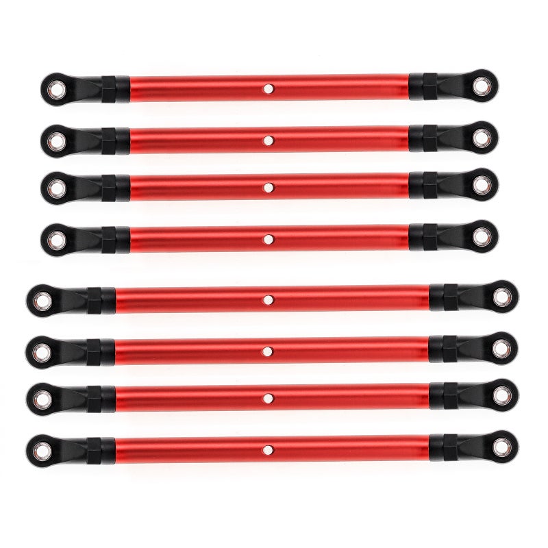 8PCS Aluminum Alloy Link Rod Linkage Set 313MM Wheelbase Replacement for AXIAL 1/10 SCX10 90046 TRX4 Remote Control Crawler Car Accessories, Red - Image 3