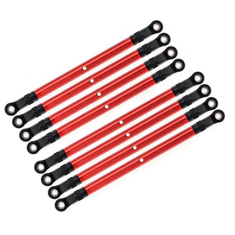 8PCS Aluminum Alloy Link Rod Linkage Set 313MM Wheelbase Replacement for AXIAL 1/10 SCX10 90046 TRX4 Remote Control Crawler Car Accessories, Red - Image 4
