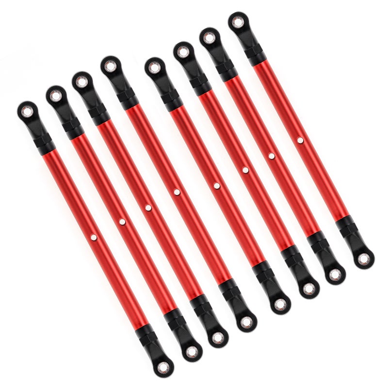 8PCS Aluminum Alloy Link Rod Linkage Set 313MM Wheelbase Replacement for AXIAL 1/10 SCX10 90046 TRX4 Remote Control Crawler Car Accessories, Red - Image 2