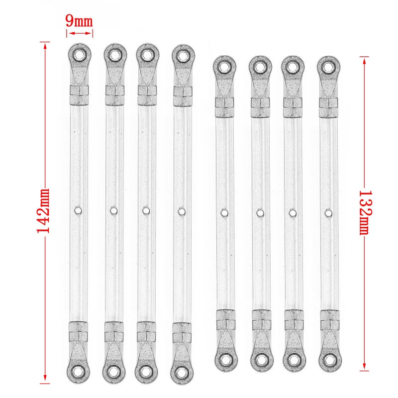 8PCS Aluminum Alloy Link Rod Linkage Set 313MM Wheelbase Replacement for AXIAL 1/10 SCX10 90046 TRX4 Remote Control Crawler Car Accessories, Red - Image 5