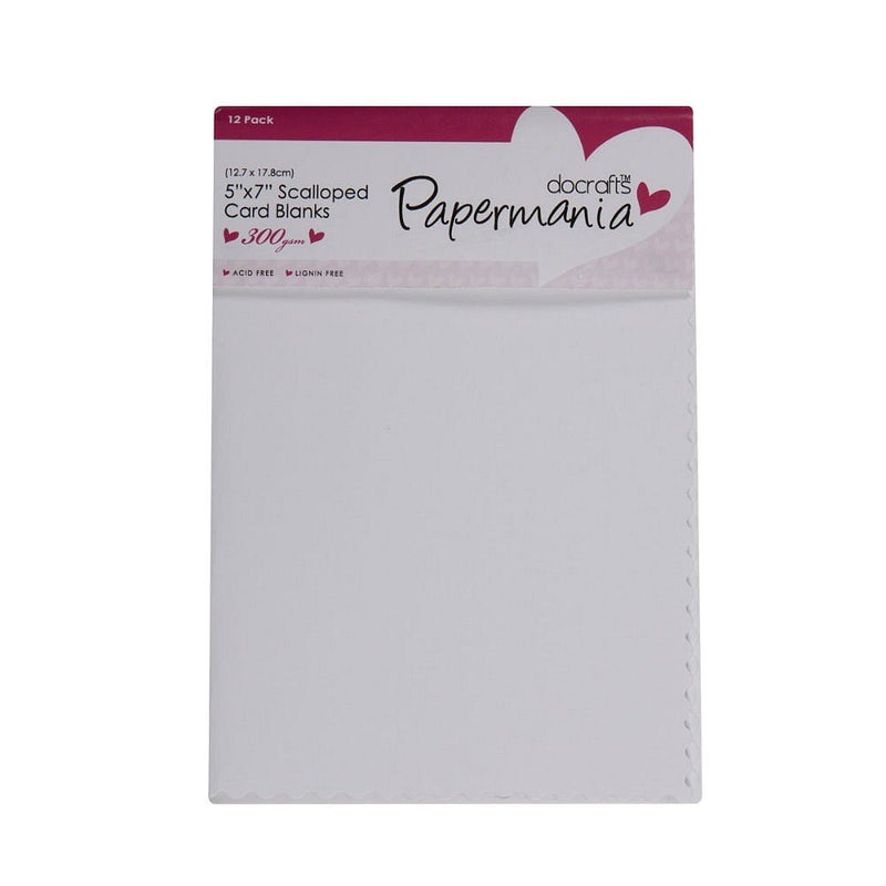 docrafts Papermania Scalloped Cards/Envelopes, 5 by 7-Inch, White, 12-Pack