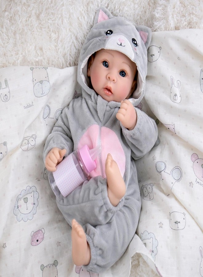 Aori Reborn Baby Dolls Realistic Lifelike Reborn Dolls 18 Inch Girl with Grey Clothing - Image 5