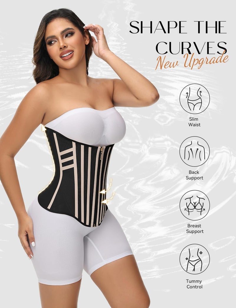 SHAPSHE Waist Trainer for Women Tummy Control Waist Cincher Corset Shapewear Hourglass Sport Workout Body Shaper Belly Band Hook Grey - Image 5
