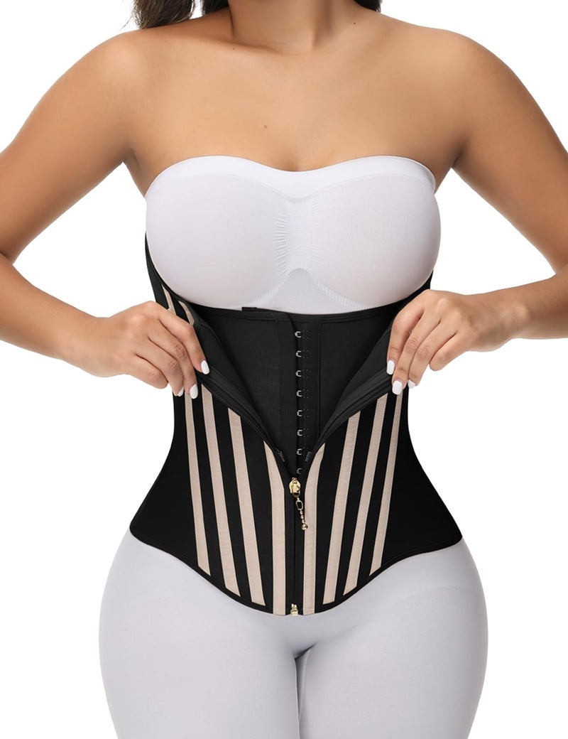 SHAPSHE Waist Trainer for Women Tummy Control Waist Cincher Corset Shapewear Hourglass Sport Workout Body Shaper Belly Band Hook Grey - Image 1