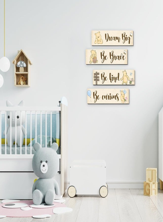 BirtDerr 4Pcs Winie the Pooh Nurasy Decor-Winnie Bedroom Wall Decor-Adorable Winnie the Pooh Sign for Baby Room-Winnie the Pooh Nursery Decor-Baby Shower Decorations(Classic) - Image 3