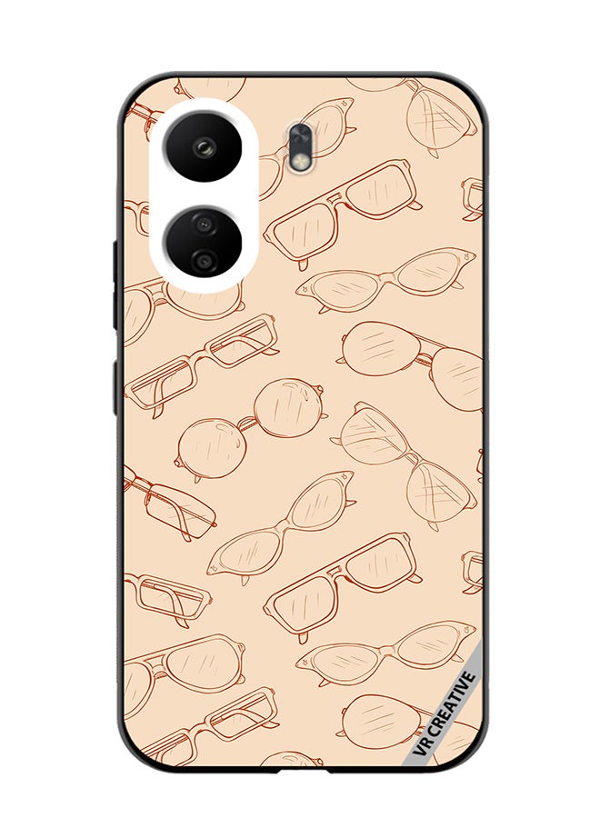 VR CREATIVE Protective Case Cover For Xiaomi Redmi 13C Sketch Eyeglasses Design Multicolour - Image 1