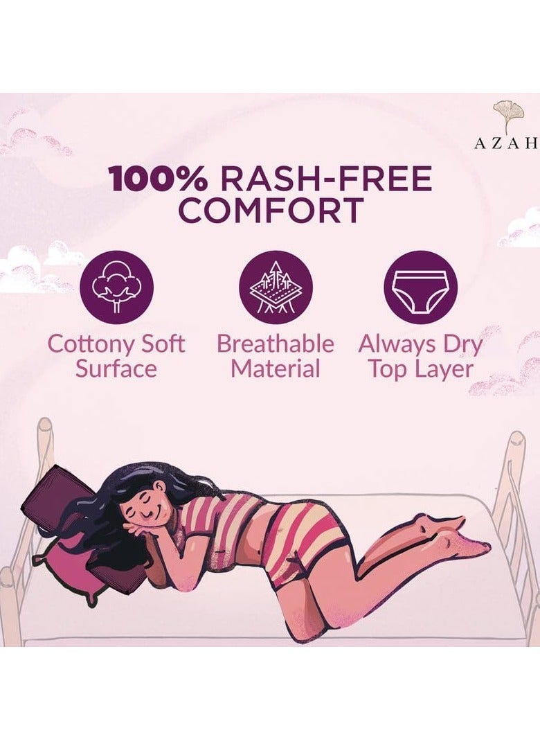 عزة ملابس داخلية نسائية للاستخدام مرة واحدة من آزاه (مقاس XS-S، للأعمار من 9 إلى 19 عامًا) | تغطية عالية التدفق | حماية من التسرب لمدة 12 ساعة | تغطية كاملة | مقاس مناسب للملابس الداخلية | مثالية للاستخدام في المدرسة والليل | عبوة من 5 قطع - Image 4