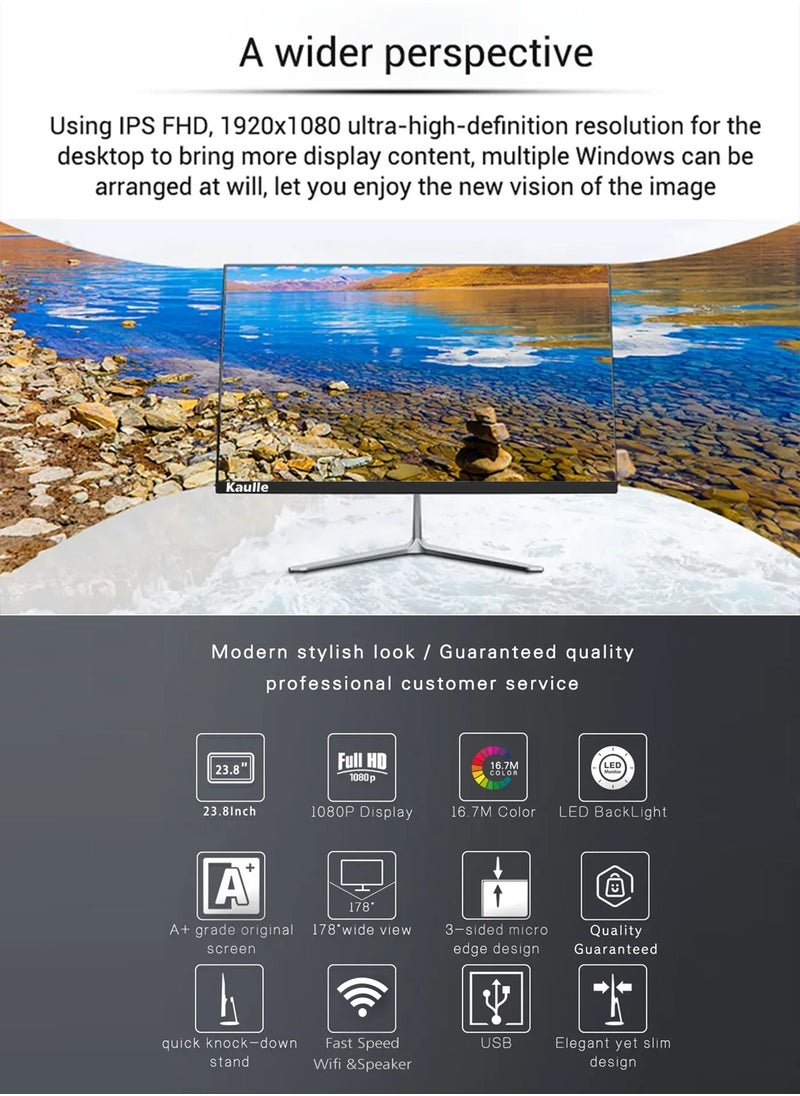 Kaulle - Desktop Computer All In One PC 23.8 Inch,‎Intel Core i5-1135G7 Processor,16 GB Ram, 512 GB Ssd,Windows 11  All In One Desktop Computer With Keyboard And Mouse Black KLY238H4G7 - Image 1