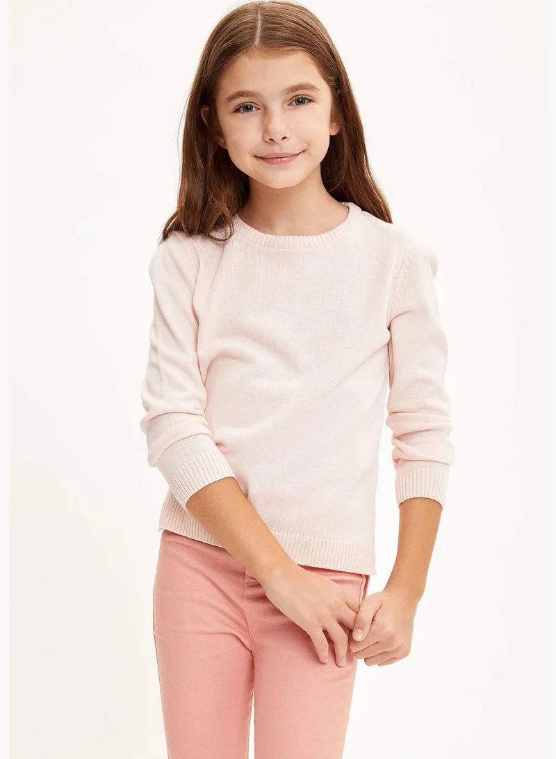 DeFacto Girl Tricot Regular Fit Crew Neck Clean Pullover