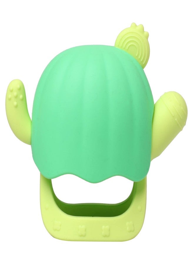 TEKME Silicone Baby Teether Glove Cactus Shape Design, Anti Drop Teethers Toy, Hand Pacifier for Breast Feeding Babies, Baby Chewing Toys for Teething Gums, Detachable Handle & Glove Cover, 3m+ (Green) - Image 1