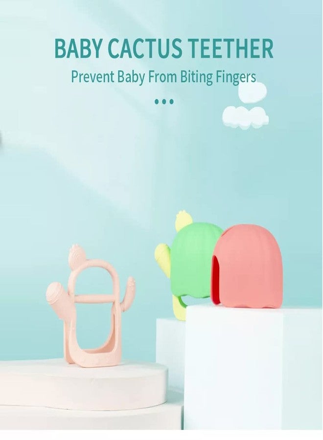 TEKME Silicone Baby Teether Glove Cactus Shape Design, Anti Drop Teethers Toy, Hand Pacifier for Breast Feeding Babies, Baby Chewing Toys for Teething Gums, Detachable Handle & Glove Cover, 3m+ (Green) - Image 3