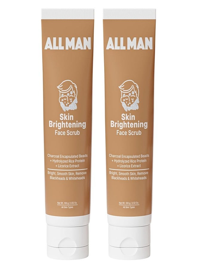 Allman ALL MAN Skin Brightening Face Scrub, Remove Dead Skin Cells, Dark Spots, Hyperpigmentation & Impurities, Gently Exfoliate Skin, with Coffee Exfoliating Granules & Licorice Extrac | Pack of 2 | 200g - Image 1