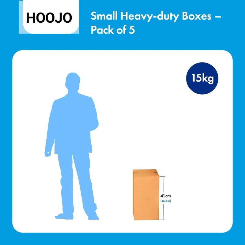 HOOJO صناديق شحن مضلعة HOOJO® 5 طبقات - عبوة من 5 - 41 × 33 × 33 سم - صناديق كرتونية مزدوجة الجدران - صناديق تعبئة ثقيلة للانتقال والتخزين والشحن - تتحمل حتى 15 كجم (صغيرة) - Image 3