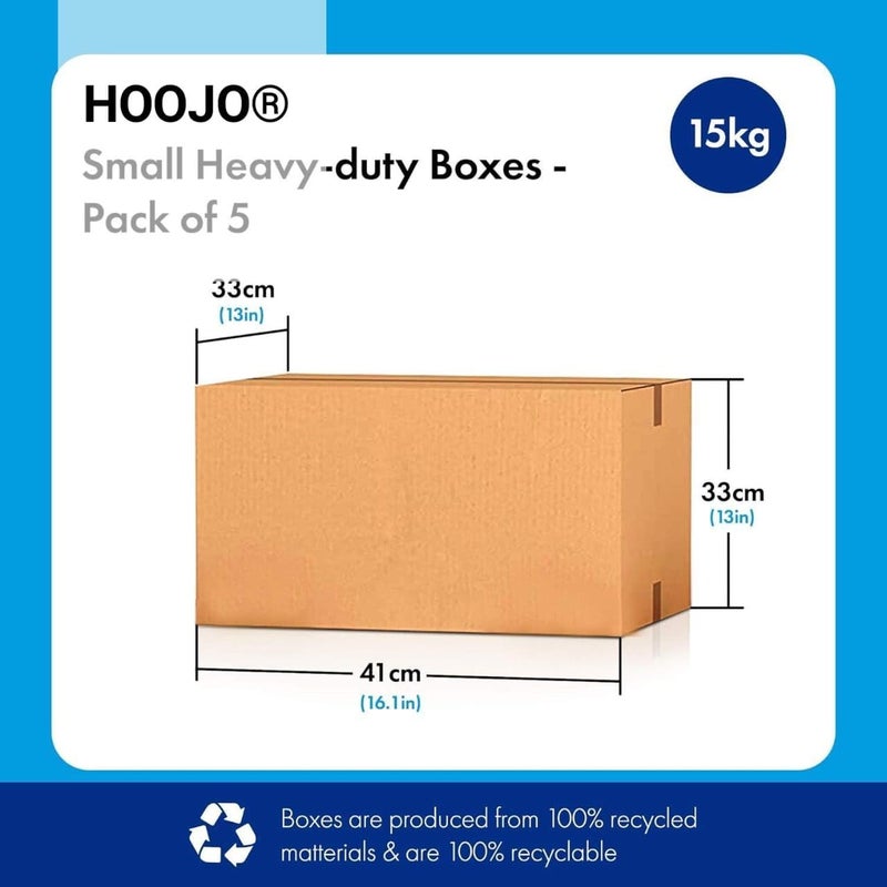 HOOJO صناديق شحن مضلعة HOOJO® 5 طبقات - عبوة من 5 - 41 × 33 × 33 سم - صناديق كرتونية مزدوجة الجدران - صناديق تعبئة ثقيلة للانتقال والتخزين والشحن - تتحمل حتى 15 كجم (صغيرة) - Image 2