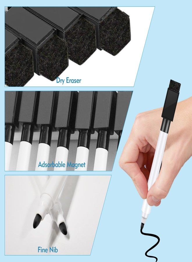 CdbC 12 Pcs Black Dry Erase Markers, Whiteboard Dry Erase Markers Fine Tip Small Magnetic Dry Erase Marker with Eraser Cap for School, Home, Office Supplies - Image 4