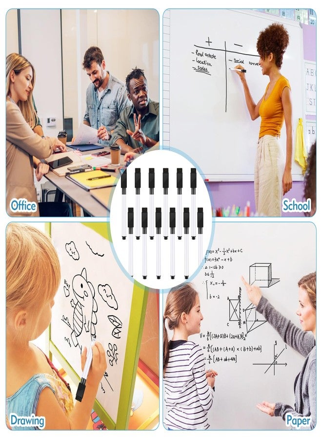 CdbC 12 Pcs Black Dry Erase Markers, Whiteboard Dry Erase Markers Fine Tip Small Magnetic Dry Erase Marker with Eraser Cap for School, Home, Office Supplies - Image 5