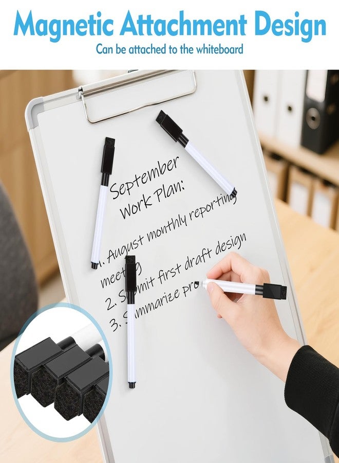 CdbC 12 Pcs Black Dry Erase Markers, Whiteboard Dry Erase Markers Fine Tip Small Magnetic Dry Erase Marker with Eraser Cap for School, Home, Office Supplies - Image 2