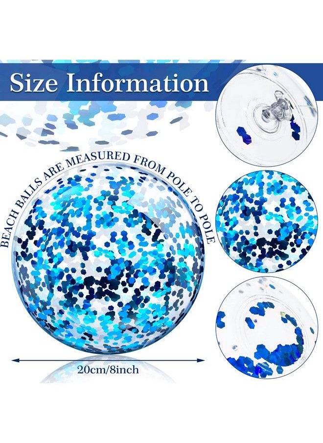 Zhanmai 20 Pieces 8 Inch Mini Glitter Beach Balls Bulk Clear Inflatable Pool Beach Ball For Kids Summer Party Favors For Beach Pool And Decorations (Blue)  - Image 5
