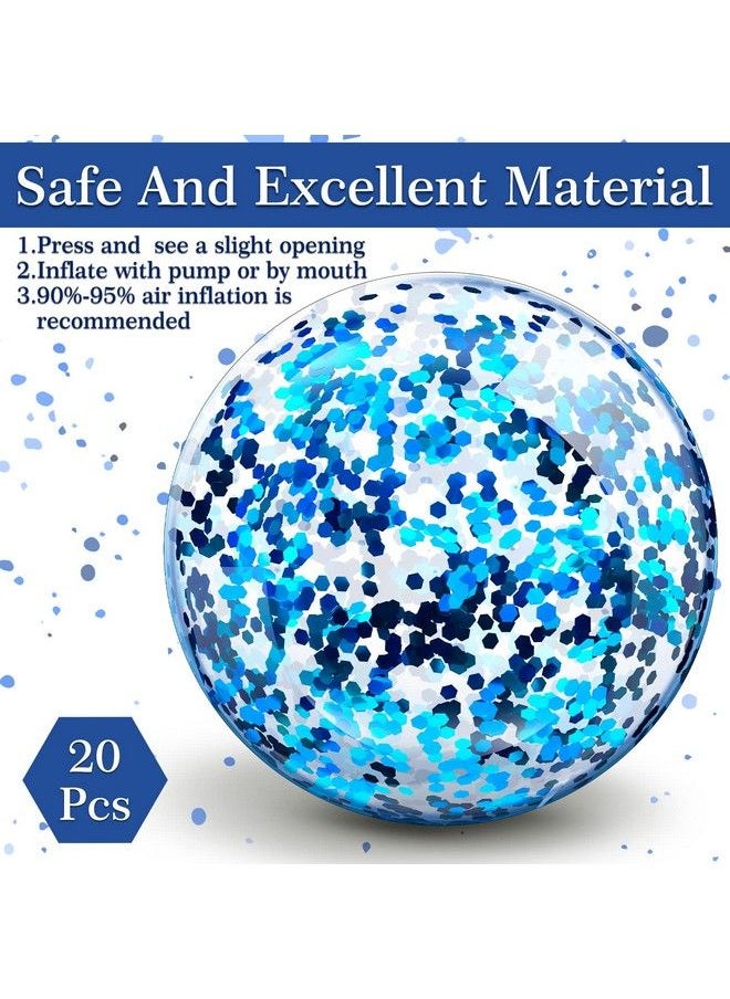Zhanmai 20 Pieces 8 Inch Mini Glitter Beach Balls Bulk Clear Inflatable Pool Beach Ball For Kids Summer Party Favors For Beach Pool And Decorations (Blue)  - Image 4
