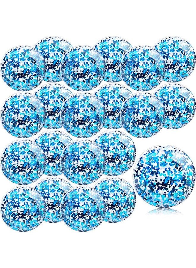 Zhanmai 20 Pieces 8 Inch Mini Glitter Beach Balls Bulk Clear Inflatable Pool Beach Ball For Kids Summer Party Favors For Beach Pool And Decorations (Blue)  - Image 2