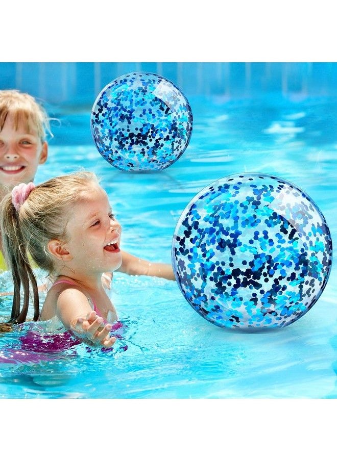 Zhanmai - 20 Pieces 8 Inch Mini Glitter Beach Balls Bulk Clear Inflatable Pool Beach Ball For Kids Summer Party Favors For Beach Pool And Decorations (Blue) - Image 1