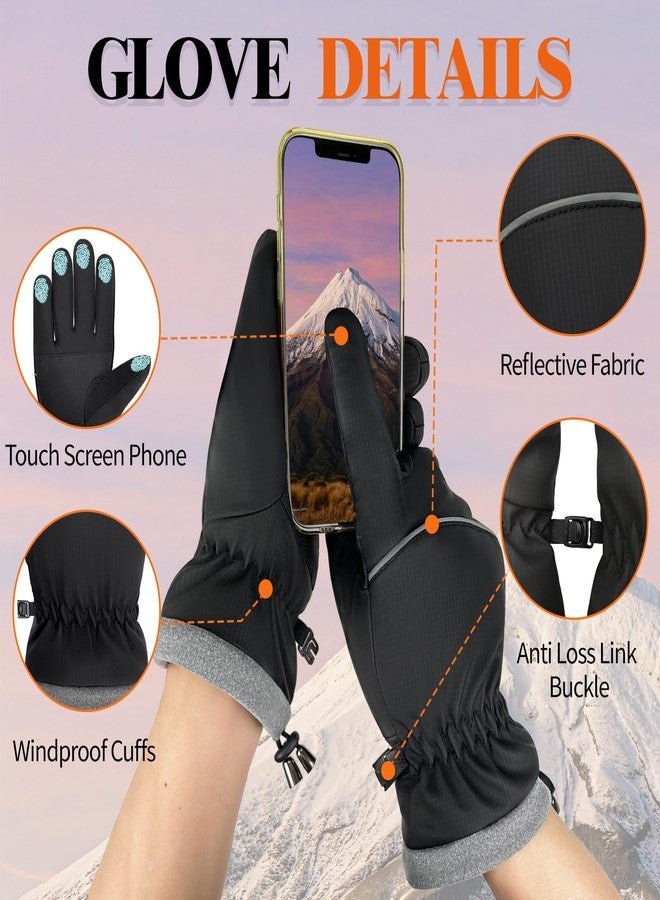 HOPSOOKEN Winter Waterproof Ski Gloves for Men Women Touchscreen Snow Thermal Fleece Warm Gloves Cold Weather Cycling Driving Running(BlackL) - Image 4