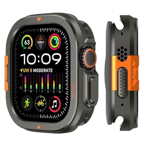 Suphart 2 in-1 Metal Cover Compatible with Apple Watch Ultra 3/2/1 Case 49mm, Rugged Bumper with Back Protector for iWatch Ultra 49mm, Graphite - Image 1