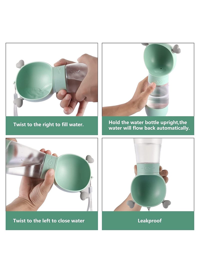 Dog Water Bottles for Walking, Portable Pet Water Bottle Dispenser with Food Container, Leak Proof Pet Drinking Bottle Dog Travel Water Bottle for Outdoor Hiking and Travel(19oz,Green) - Image 5