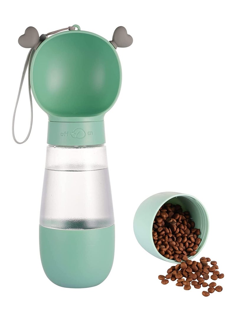 Dog Water Bottles for Walking, Portable Pet Water Bottle Dispenser with Food Container, Leak Proof Pet Drinking Bottle Dog Travel Water Bottle for Outdoor Hiking and Travel(19oz,Green) - Image 1