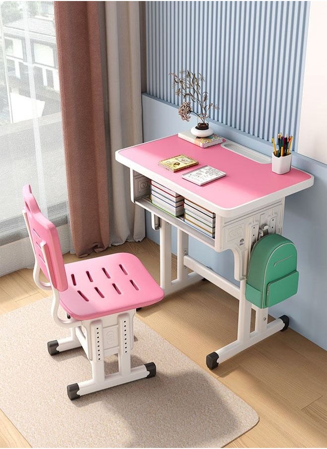 fashionhome Multifunction Modern Ergonomic Design Adjustable Height Student Desk Chair with Storage Drawers Study Reading and Drawing Workstation Table Kids Furniture Table and Chair Set for Children 60x40x76 and 38x36x42 Centimeter  - Image 1