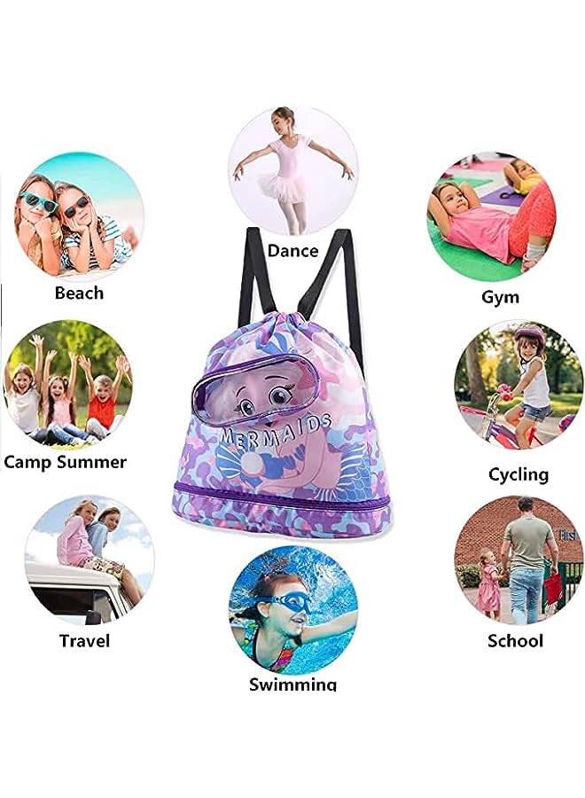 Raxoom Bag Waterproof Beach Pack With Shoe Compartment Kid Swim Bag Sports Gym Backpack for Girls Boys - Image 3