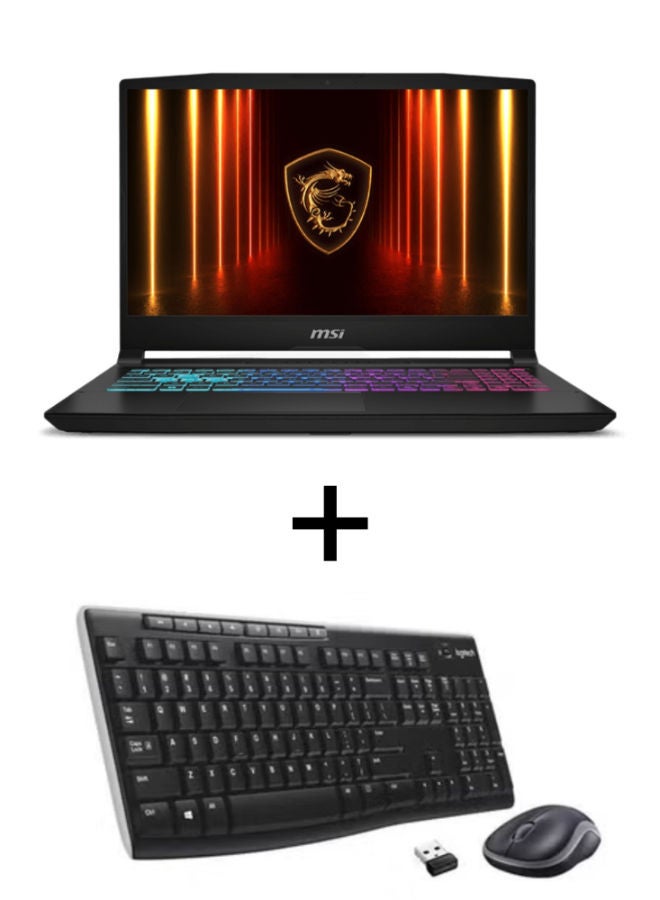 إم اس أي لابتوب كاتانا 15 HX B14WEK بشاشة 15.6 بوصة QHD / معالج Intel Core i7-14650HX / ذاكرة تخزين 16 جيجابايت / قرص SSD بسعة 512 جيجابايت / بطاقة رسومات NVIDIA GeForce RTX 5050 / مع لوحة مفاتيح وماوس لاسلكيين Logitech Mk270 الإنجليزية/العربية black - Image 1