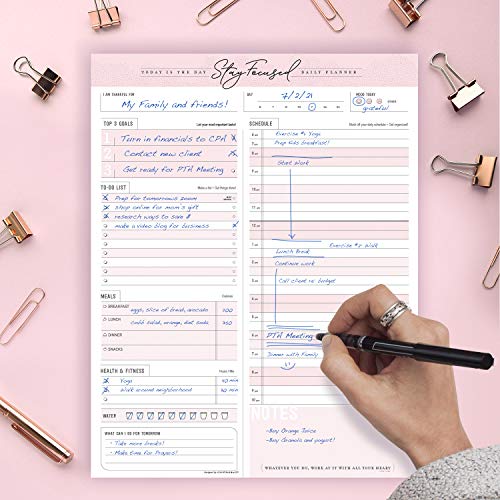 Goody Farm Daily Notepad Planner To Do Schedule - Stay Focused 50 Tear off Premium Made USA (Rose Pink) - Image 4