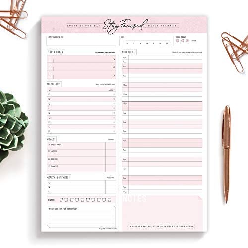 Goody Farm Daily Notepad Planner To Do Schedule - Stay Focused 50 Tear off Premium Made USA (Rose Pink) - Image 1