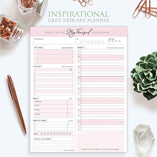 Goody Farm Daily Notepad Planner To Do Schedule - Stay Focused 50 Tear off Premium Made USA (Rose Pink) - Image 2