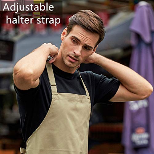 LISSOMPLUME Unisex Cooking Kitchen Chef Aprons with Pocket - Black - Image 5