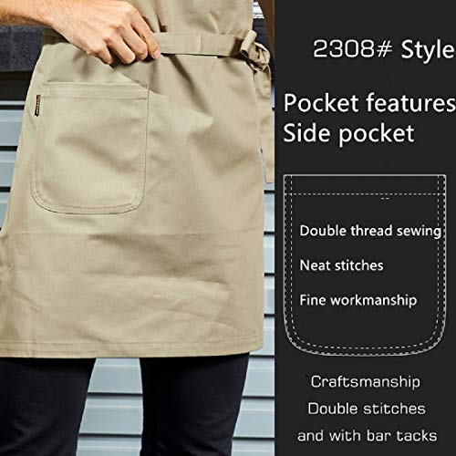 LISSOMPLUME Unisex Cooking Kitchen Chef Aprons with Pocket - Black - Image 4