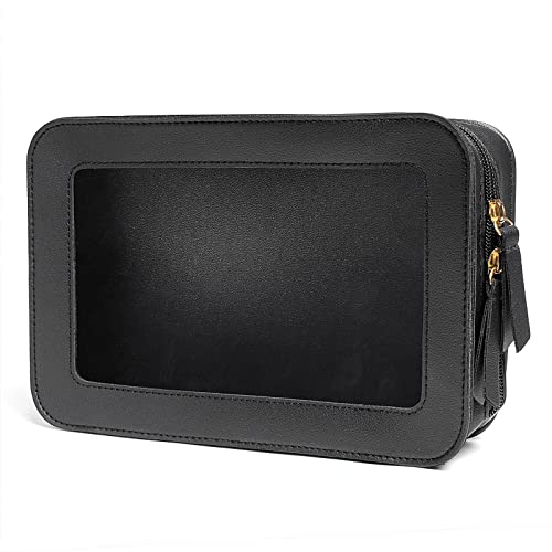 LETGO Clear Makeup Bags, TSA Approved Toiletry Bag with Zipper, Clear Makeup Organizer Fit Carry-on Travel Essentials,Car Essentials for Women Men (C-Black) - Image 1