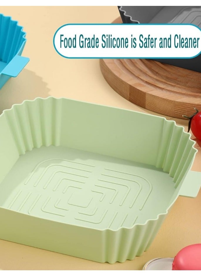Air Fryer Molds Non-Stick Silicone, Food Safe Square Air Fryer Silicone Pan Mold for Air Fryer, Air Fryer Liner Replacement for Flammable Parchment Paper, Reusable Oven Basket, Kitchen Oven Accessories(Multiple Colors Random) - Image 4