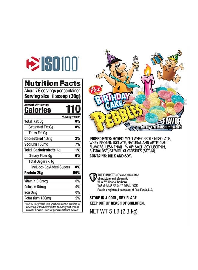 Iso 100 Hydrolyzed Protein Powder Birthday Cake Pebbles 75 Servings 5Lb 2.3Kg