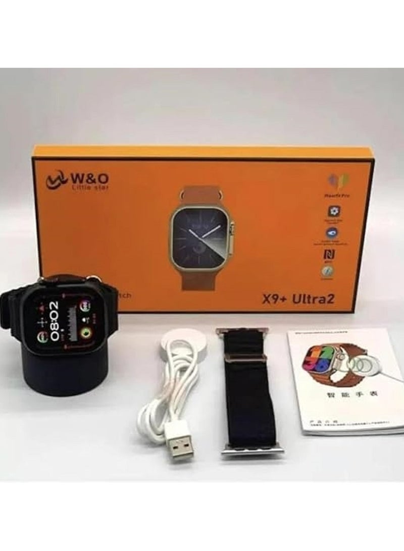 W&O X9 Plus Ultra 2 (Super AMOLED) Screen Smart Watch (49mm/2.2inch) Full Screen | Aluminum Case With 2 straps Silicone & Fabric | Wireless Charge (black) - Image 4