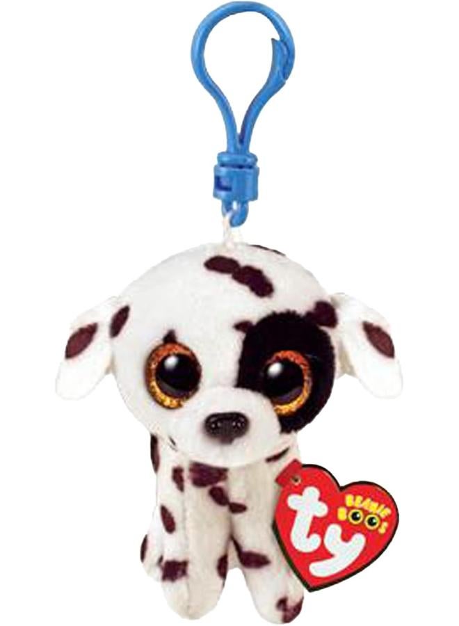 Ty - Plush Key Ring - Beanie Boos Clips - Dalmatian Dog - Luther - Black and White - with Gold Glitter Eyes - The Plush with Big Sparkling Eyes - 12 cm - 35254