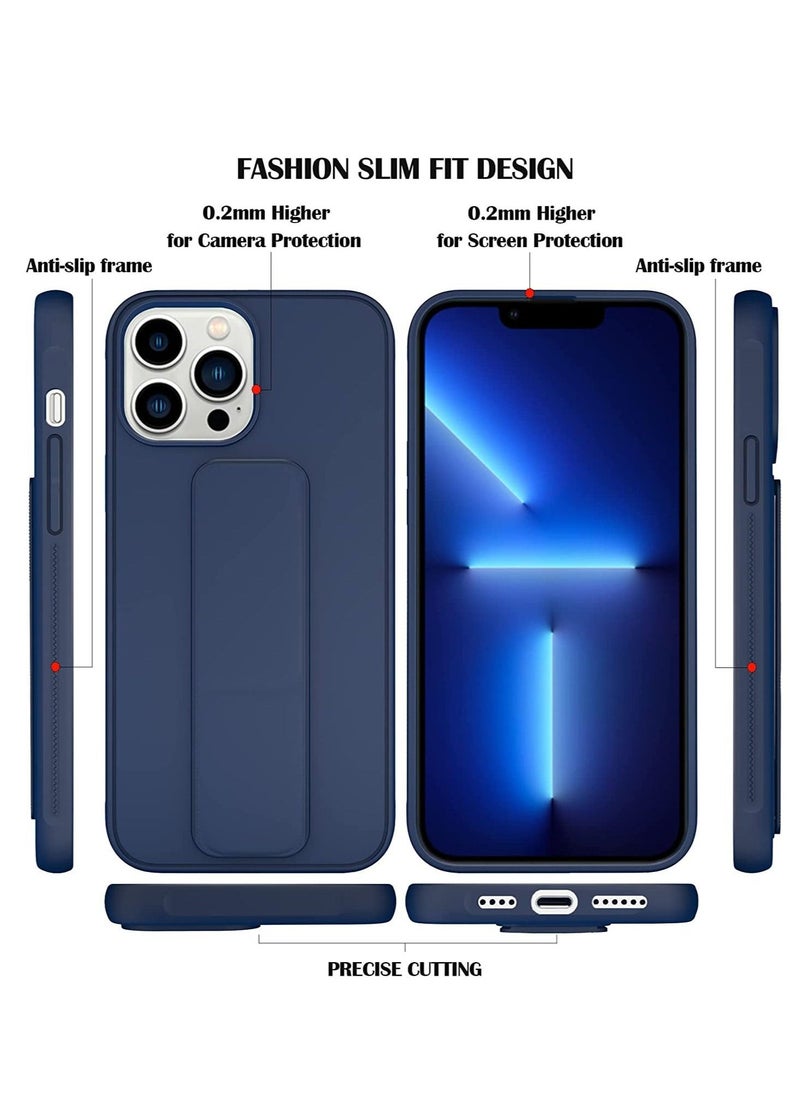 حافظة آيفون 13 برو ماكس، حافظة متعددة الوظائف مع قاعدة مغناطيسية عمودية وأفقية لآيفون 13 برو ماكس، حافظة واقية رقيقة لطيفة من السيليكون مع قاعدة لآيفون 13 برو ماكس، أزرق داكن - Image 3