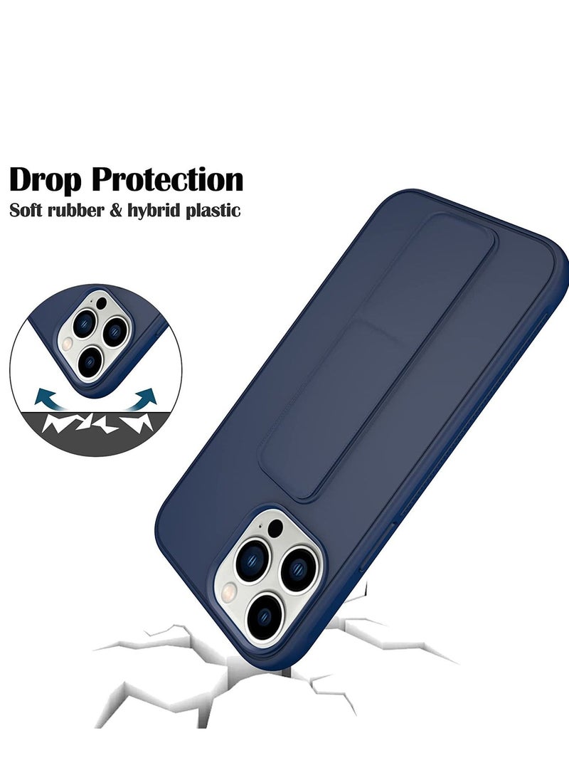 حافظة آيفون 13 برو ماكس، حافظة متعددة الوظائف مع قاعدة مغناطيسية عمودية وأفقية لآيفون 13 برو ماكس، حافظة واقية رقيقة لطيفة من السيليكون مع قاعدة لآيفون 13 برو ماكس، أزرق داكن - Image 2