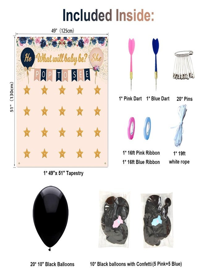 Senfaro Baby Gender Reveal Party Supplies Game Ideas Kit, Baby Gender Dart Board Games, Blue Pink Confetti with Balloons, Boy or Girl, He or She Navy and Blush Gender Reveal Decorations - Image 3