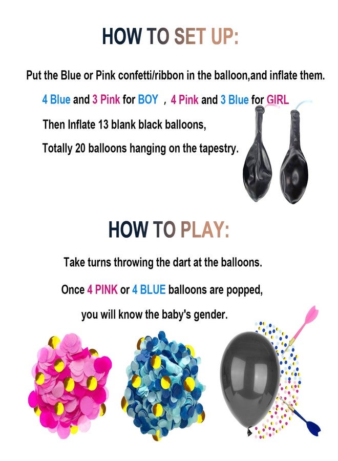 Senfaro Baby Gender Reveal Party Supplies Game Ideas Kit, Baby Gender Dart Board Games, Blue Pink Confetti with Balloons, Boy or Girl, He or She Navy and Blush Gender Reveal Decorations - Image 4