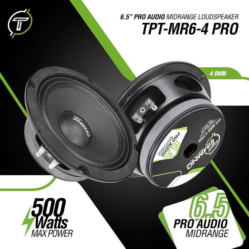 Timpano 6.5 Inch Shallow Midrange Speaker 500 Watts TPT-MR6-4 PRO Bundle 6.5 Midrange Speakers 4 Ohm Shallow Mount Car Audio Speaker, Pro Audio Loudspeaker Compact for Doors (Pair) - Image 2
