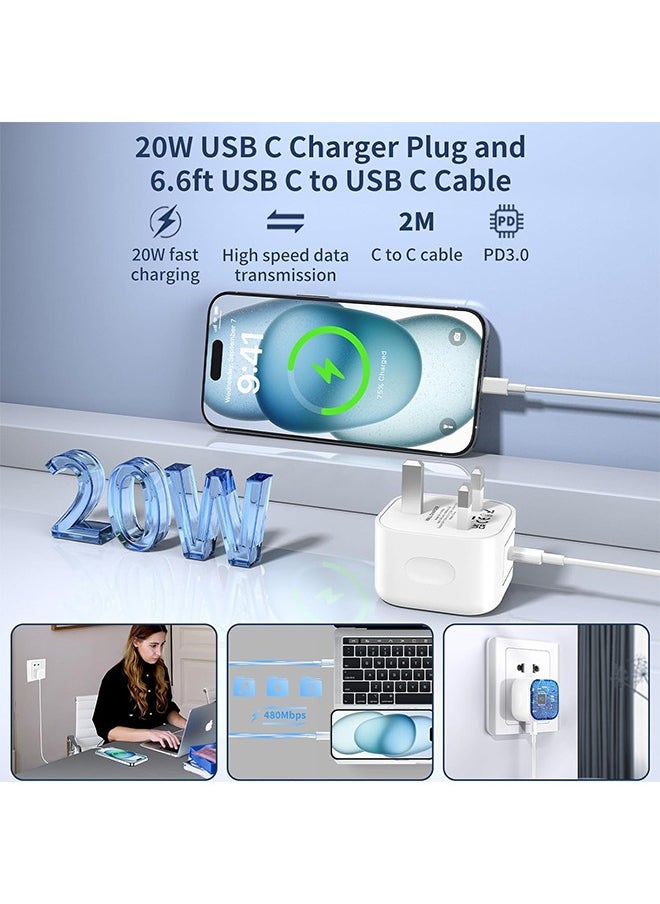X-level - iPhone 15 16 USB C Charger,20W PD USB C Fast Charger Plug with 6FT USB C to USB C Cable for iPhone 15/15 Plus/15 Pro/15 Pro Max/16/16 Plus/16Pro Max,iPad,USBC Power Adapter - Image 1