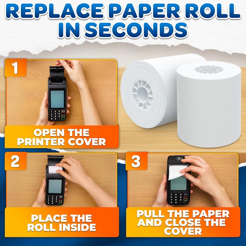 Reluen 3-Pack Calculator Tape Rolls – Adding Machine Tape 2 1/4 In x 85 ft | Reliable Receipt Paper, Lint-Free, Easy-to-Install | Compatible with Most Printing Calculators, POS Systems & Cash Registers - Image 5