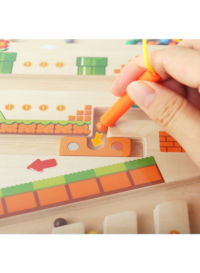 Children's Wooden Color Number Recognition Classification Magnetic Mechanism Maze Ball - Image 2